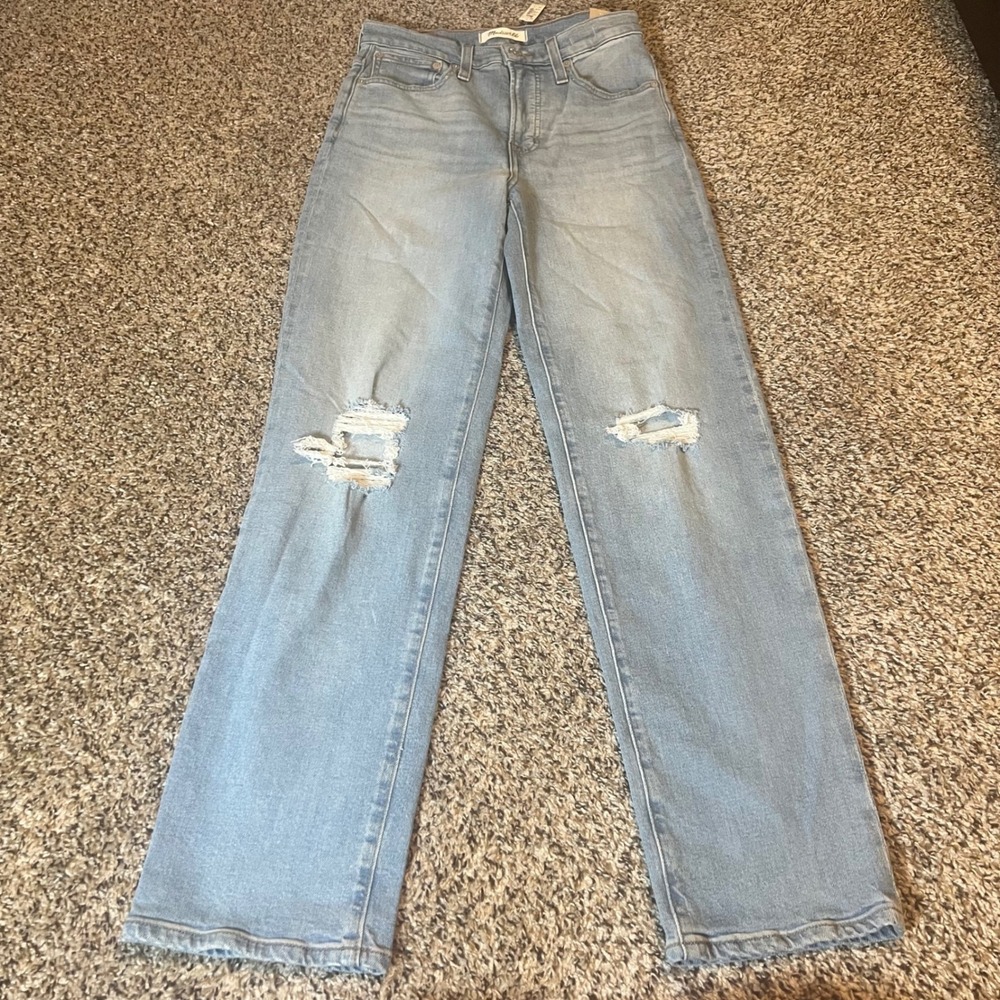 Madewell‎ The Perfect Vintage Straight Jean Light Wash Distressed Denim Size 25